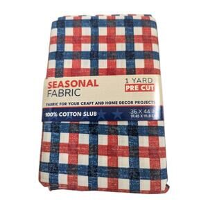 1 Yard Fabric Slub Slubbed Textured Cotton Home Decor Sew Diy Red White Blue